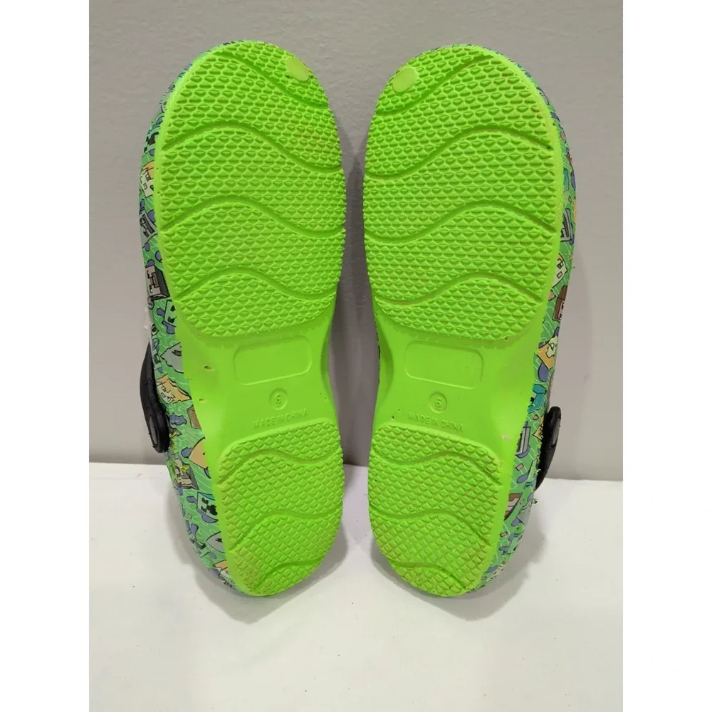 Minecraft Clogs Men's 6 Green Good Condition Character Print Slip On Shoes